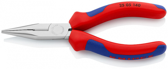 KNIPEX T�ng med flata, runda k�ftar och sk�r F�rkromad 140 m