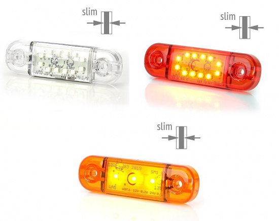 Sidomarkering slim Orange 3 LED 9-36V IP68. E-m�rkt.