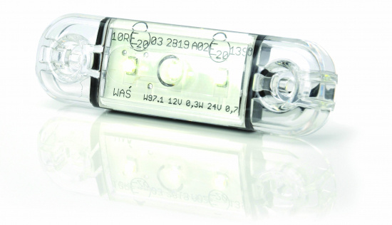 Positionsljus slim klart glas R�d 3 LED 9-36V IP68. E-m�rkt.