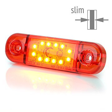 Positionsljus slim R�d 12 LED 9-36V IP68. E-m�rkt.