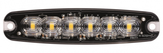 Blixtljus 6 LED Klar lins Orange LED