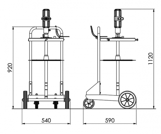 Sm�rjutrustning 50-60 kg med vagn 58:1