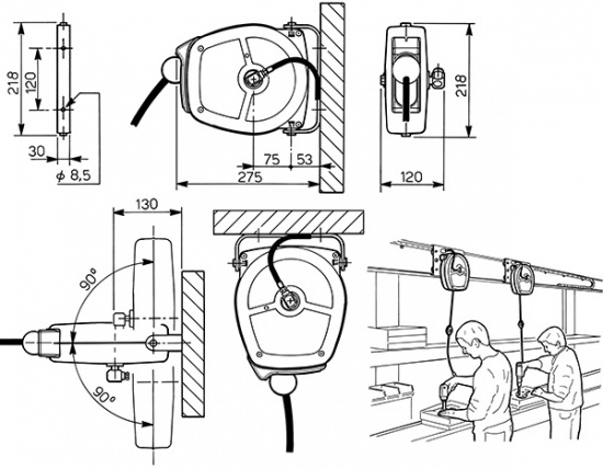 Slangvinda 20 bar 8 mm 5 m luft/vatten