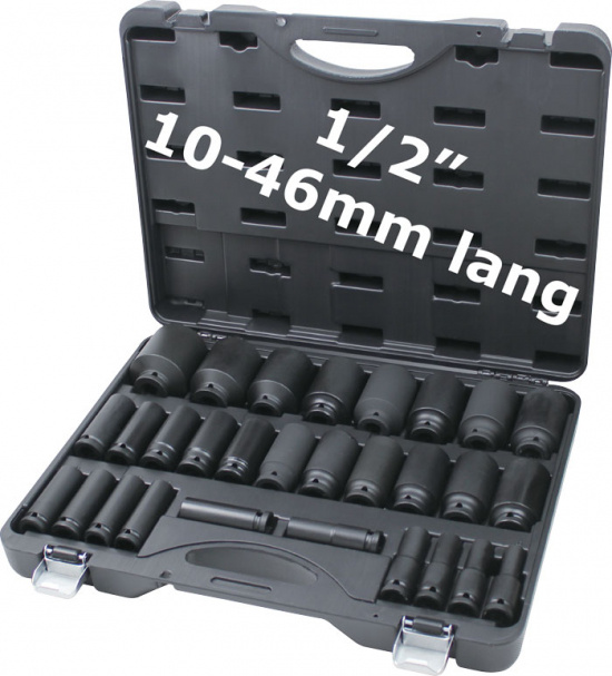 Krafthylssats l�nga 1/2tum 10-46mm 29-del