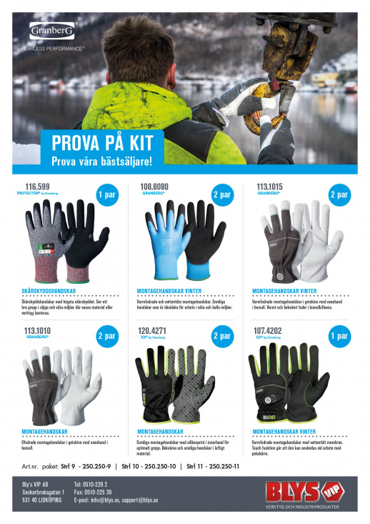 Handskar prova p� kit Granberg