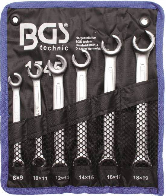 �ppen Ringnyckelsats Vinklad 8x9-18x19mm 6 delar BGS