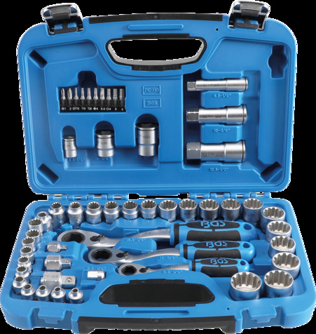 Hylsnyckelsats Gear Lock genomg�ende hylsor 52 delar BGS