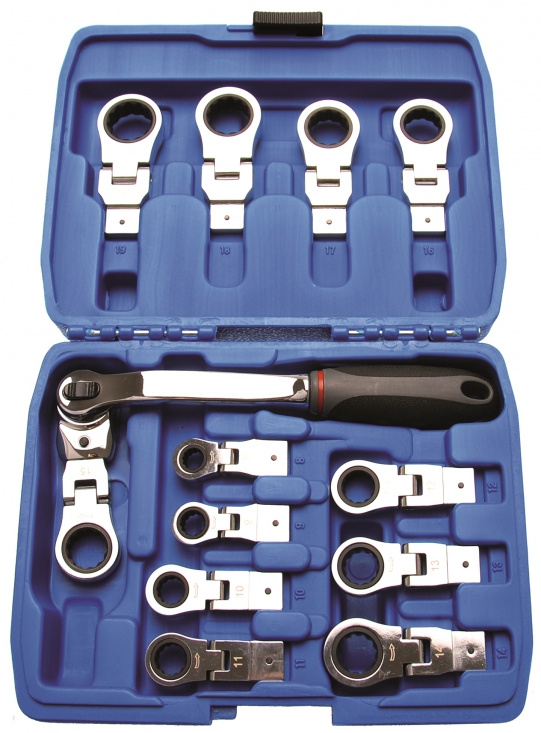 Ringsp�rrnyckel utbytbara huvuden 8-19mm 13 delar BGS