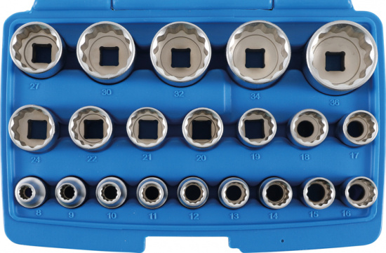 Hylssats 1/2tum 8-36mm 21delar tolvkant BGS