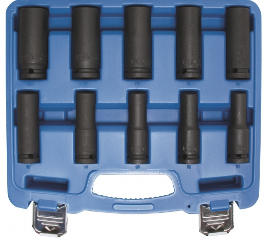 Krafthylsor l�nga 1/2tum 10-24mm 10 delar BGS